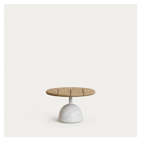 Kulatý konferenční stolek s deskou z akácie v bílo-přírodní barvě ø 55 cm Saura – Kave Home