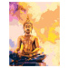 Malování podle čísel - ZLATÝ BUDDHA NA BAREVNÉM POZADÍ Rozměr: 40x50 cm, Rámování: vypnuté plátn