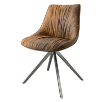 DELIFE Otočná židle Elda-Flex hnědá vintage křížová podnož hranatá otočná z nerezové oceli