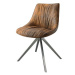 DELIFE Otočná židle Elda-Flex hnědá vintage křížová podnož hranatá otočná z nerezové oceli