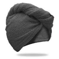 Rychleschnoucí froté turban na vlasy tmavě šedý, 100% bavlna