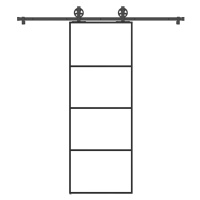 vidaXL Posuvné dveře s kováním 76x205 cm ESG sklo a hliník