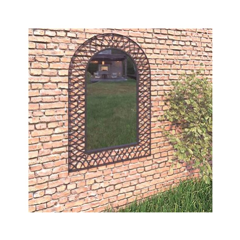 Zahradní nástěnné zrcadlo s obloukem 50 x 80 cm černé SHUMEE