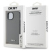 Zadní kryt DKNY PU Leather Silver Metal Logo Magsafe pro Apple iPhone 15, šedá