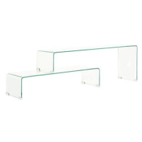 2dílný konferenční stolek 90x30x20 / 110x30x40 cm tvrzené sklo