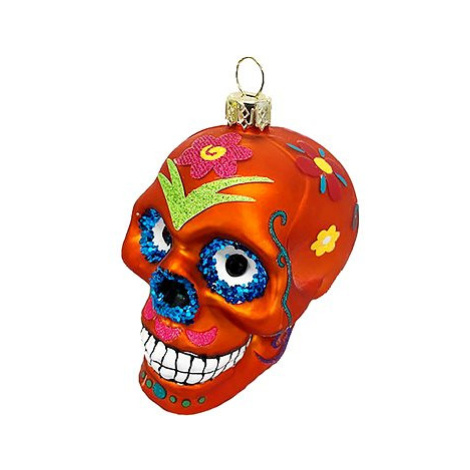 Ozdoba lebka s ornamenty oranžová 9 cm LAALU