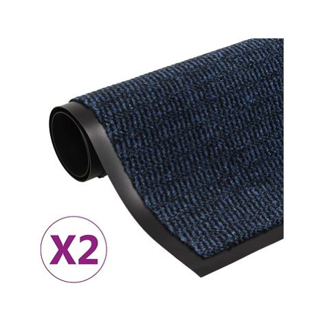Protiprachové obdélníkové rohožky 2ks všívané 90×150 cm modré 3051616 SHUMEE