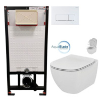DEANTE Podomítkový rám, pro závěsné WC mísy + SLIM tlačítko bílé + WC Ideal Standard Tesi se sed