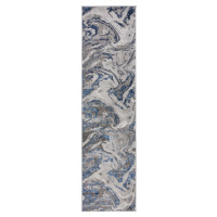 Modro-šedý běhoun Flair Rugs Marbled, 80 x 300 cm