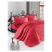 Červený přehoz přes postel se 2 povlaky na polštář z ranforce bavlny EnLora Home Fresh, 225 x 24