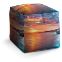 Taburet Cube Západ slunce nad mořem: 40x40x40 cm