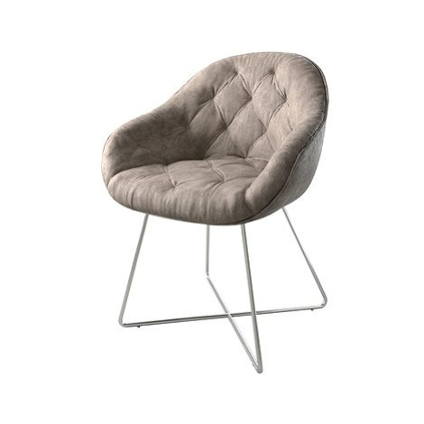 DELIFE Jídelní židle Gaio-Flex taupe vintage podnož ve tvaru "X" z nerezové oceli