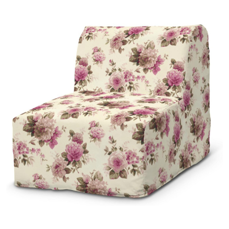 Dekoria Potah na křeslo Lycksele jednoduchý, růžovo - béžové růže na krémovém pozadí, fotel Lyck