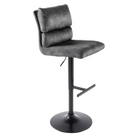 Estila Designová industriální barová otočná židle Zoe se sametovým potahem v šedé barvě 100-121 
