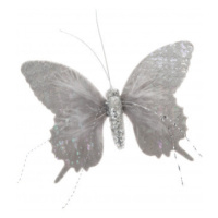 Závěsná dekorace Motýl 16 cm, šedá látka