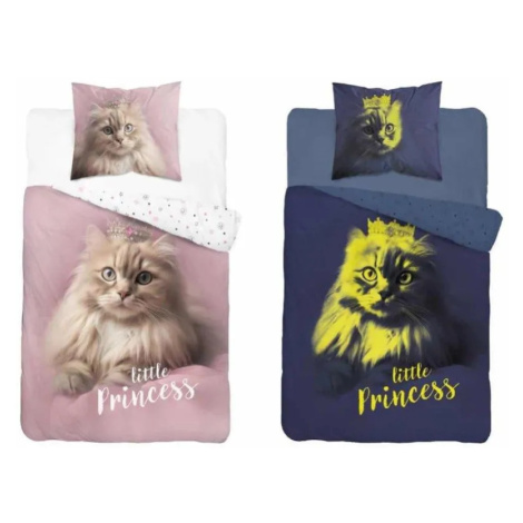 Bavlněné povlečení svítící ve tmě - motiv kočky 2 části: 1 ks 140x200 + 1 ks 70x80