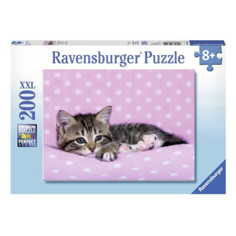 Ravensburger Roztomilé koťátko na růžové dece Puzzle 200 dílků