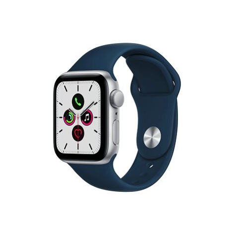 Apple Watch SE 40mm Stříbrný hliník s hlubokomořsky modrým sportovním řemínkem