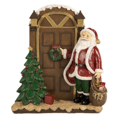 Vánoční dekorace figurka Santa Clause klepajícího na dveře – 18x7x20 cm Clayre & Eef