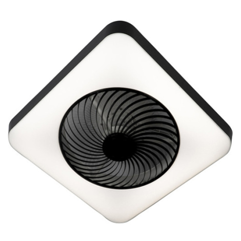 Stropní ventilátor čtvercový černý vč. LED stmívatelné - Climo QAZQA