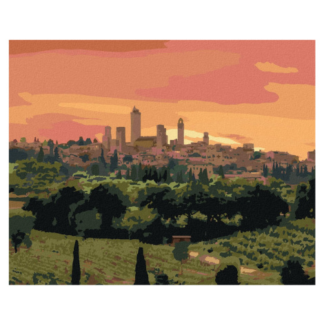 Zuty - Malování Podle Čísel - Město A Západ Slunce, Itálie (Ted Davis), 80X100 Cm, Plátno+Rám