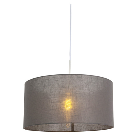 Venkovská závěsná lampa bílá se šedým odstínem 50 cm - Combi 1 QAZQA