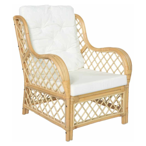 vidaXL Pohovka s poduškou přírodní ratan a len