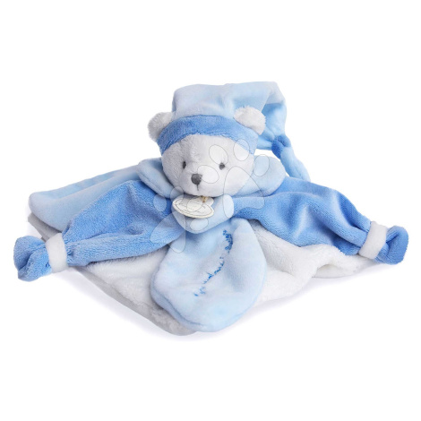 Plyšový medvídek k mazlení Bear Blue Collector Doudou et Compagnie v dárkovém balení modrý 24 cm