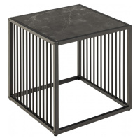 Estila Industriální designový příruční stolek Industria Marbleux s černou kovovou konstrukcí a m
