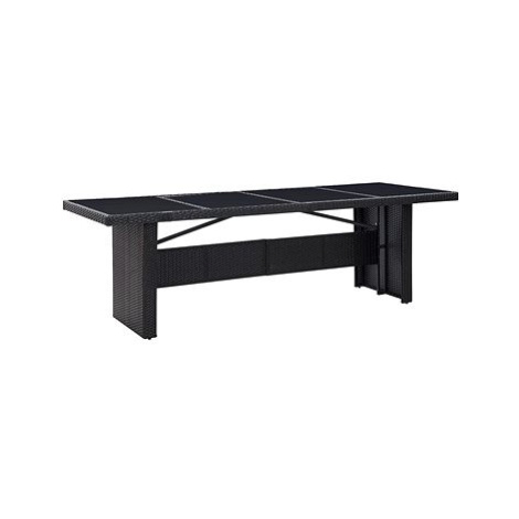 Zahradní stůl černý 240 × 90 × 74 cm polyratan a sklo, 310071 SHUMEE