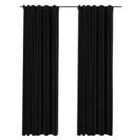 SHUMEE Zatemňovací závěsy s háčky vzhled lnu, 2 ks, 140 × 225 cm, antracitové