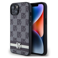 Pouzdro DKNY PU Leather Checkered Pattern and Stripe zadní kryt Apple iPhone 14 Black