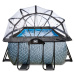 Bazén s krytem a pískovou filtrací Stone pool Exit Toys ocelová konstrukce 400*200*100 cm šedý o