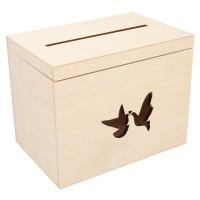 Dřevěný svatební box holubičky