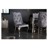 LuxD Designová židle Rococo Lví hlava šedá / chróm