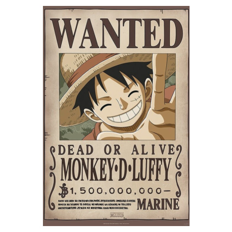 Plakát, Obraz - One Piece - Wanted Luffy, (61 x 91.5 cm) ABY STYLE