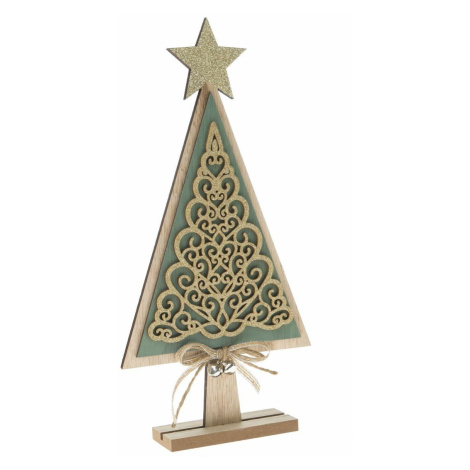 Dřevěný vánoční stromek Ornamente zelená, 11 x 23 x 4 cm