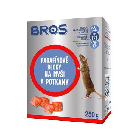 BROS Rodenticid - parafinové bloky na myši, krysy a potkany, 250 g