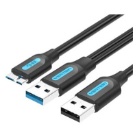 Vention USB 3.0 to Micro USB Cable with USB Power Supply 1M Black PVC Type