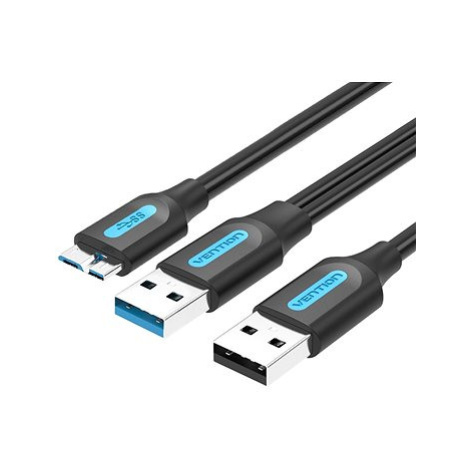 Vention USB 3.0 to Micro USB Cable with USB Power Supply 1M Black PVC Type