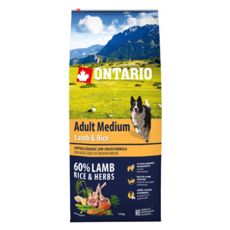 Ontario Adult Medium Lamb & Rice 12kg