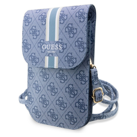 Guess PU 4G Printed Stripes Phone Bag modrý