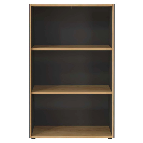Knihovna v dekoru dubu v antracitovo-přírodní barvě 75x120x40 cm Podium – Germania