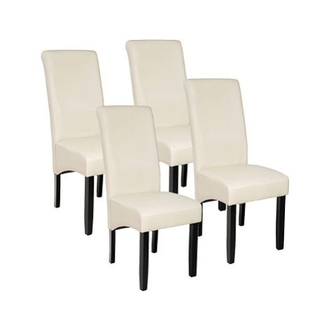 4× Jídelní židle ergonomické, masivní dřevo, krémová tectake