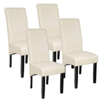 4× Jídelní židle ergonomické, masivní dřevo, krémová