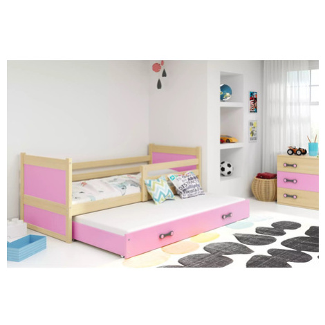 Dětská postel s výsuvnou postelí RICO 200x90 cm Borovice Ružové BMS