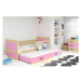 Dětská postel s výsuvnou postelí RICO 200x90 cm Borovice Ružové