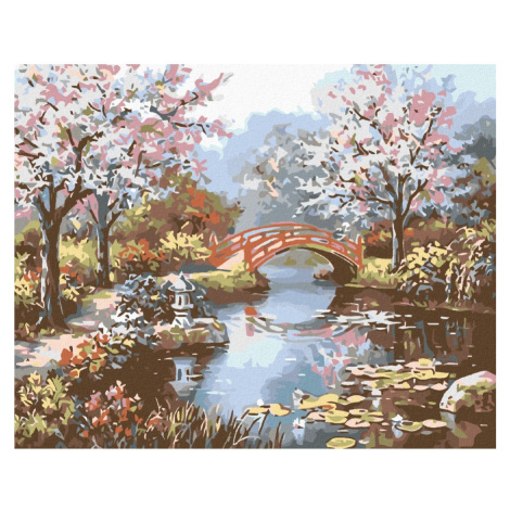 Malování podle čísel - JAPONSKÁ ZAHRADA Rozměr: 80x100 cm, Rámování: vypnuté plátno na rám
