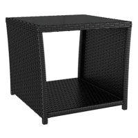 Shumee Čajový stolek se skleněnou deskou černý polyratan a sklo