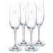 TEMPO-KONDELA SNOWFLAKE CHAMPAGNE, sklenice na šampaňské, set 4 ks, s krystaly, 230 ml